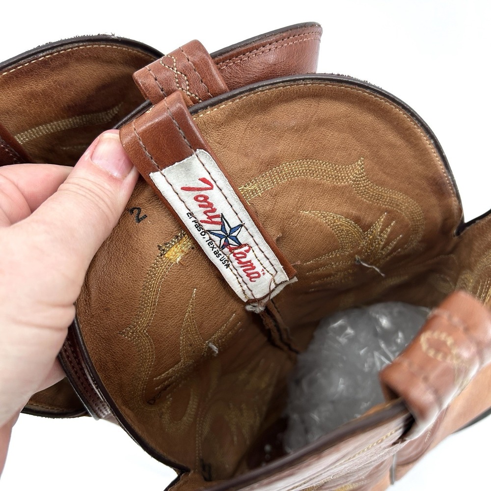 Tony Lama Leather Western Cowboy Boots Mens 12 Brown Rodeo Concert Ranch Work - Picture 6 of 16